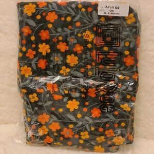 NWT LuLaRoe OS (0-10) Green Leggings with Orange and Yellow Floral Design
